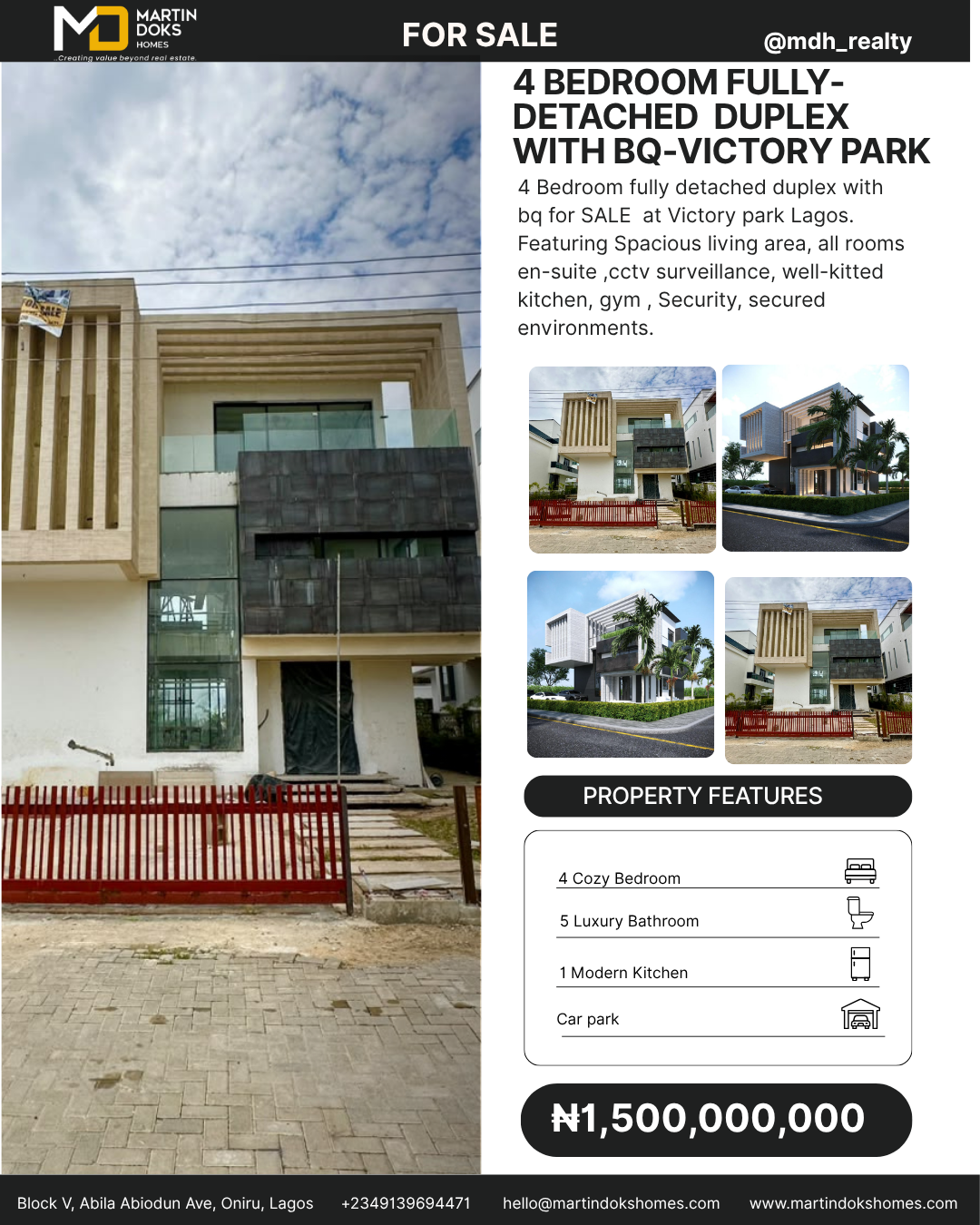 4 BEDROOM FULLY DETACHED DUPLEX WITH BQ