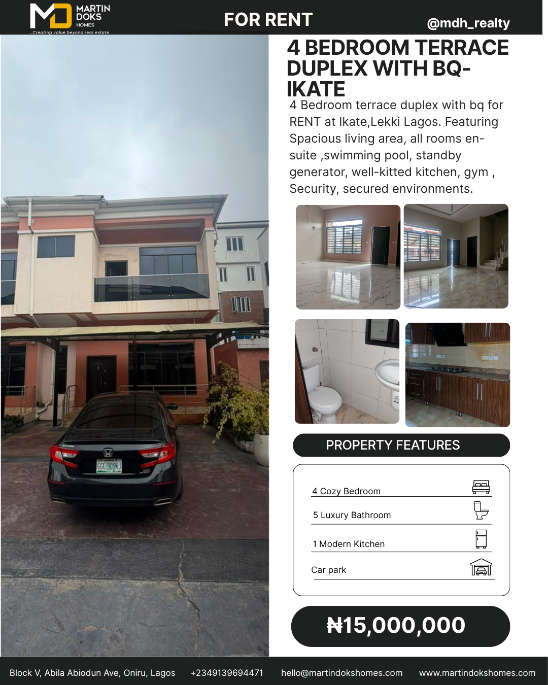 4 BEDROOM TERRACE DUPLEX WITH BQ