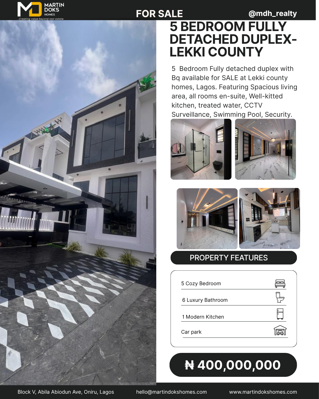 5 BEDROOM FULLY DETACHED DUPLEX