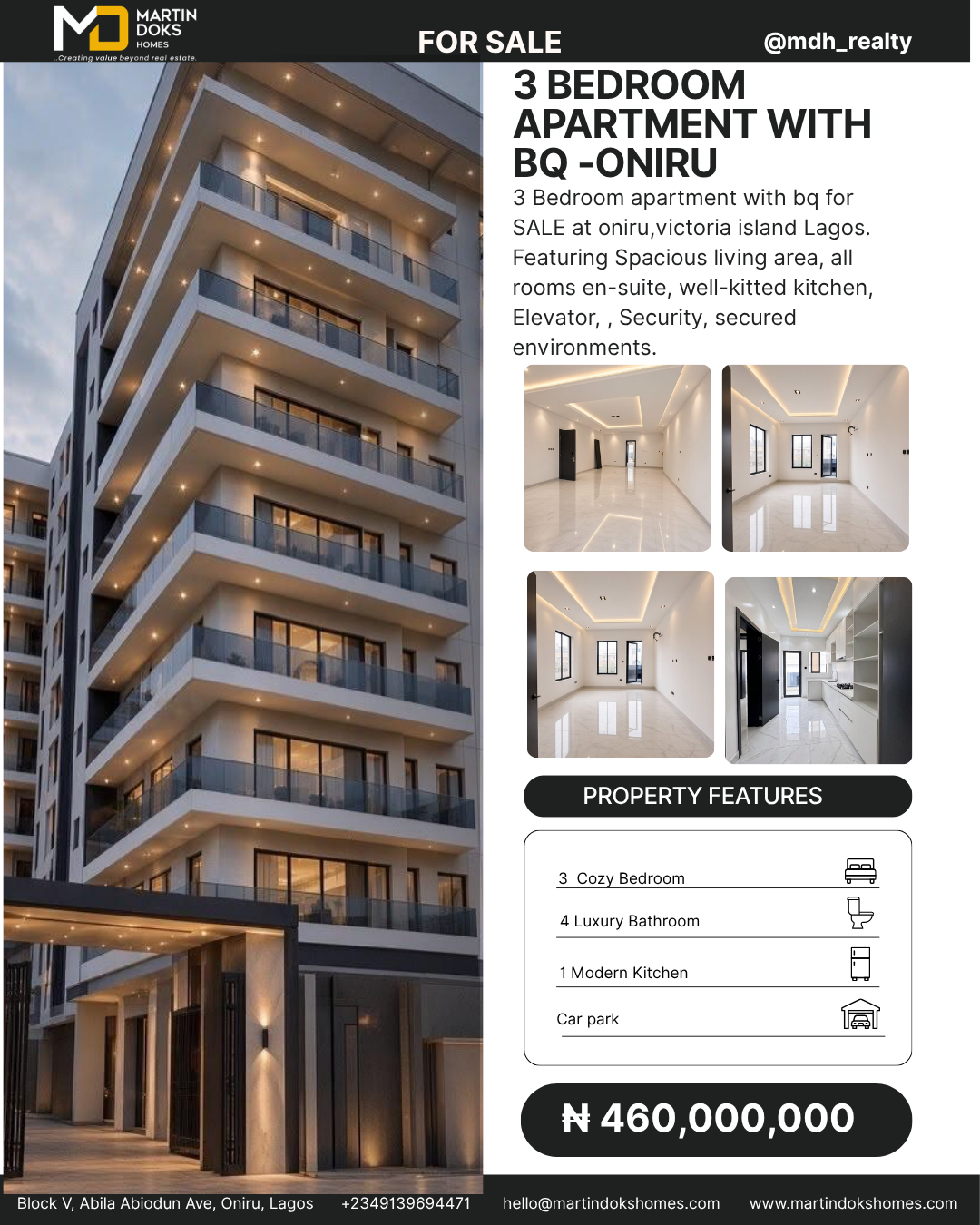 3 BEDROOM APARTMRNT WITH BQ