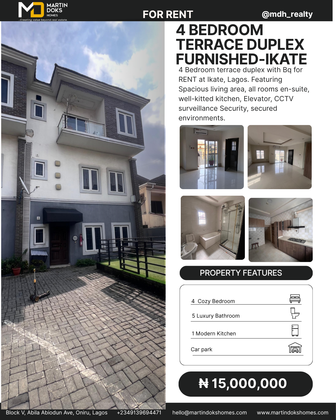 4 BEDROOM TERRACE DUPLEX (FURNISHED)