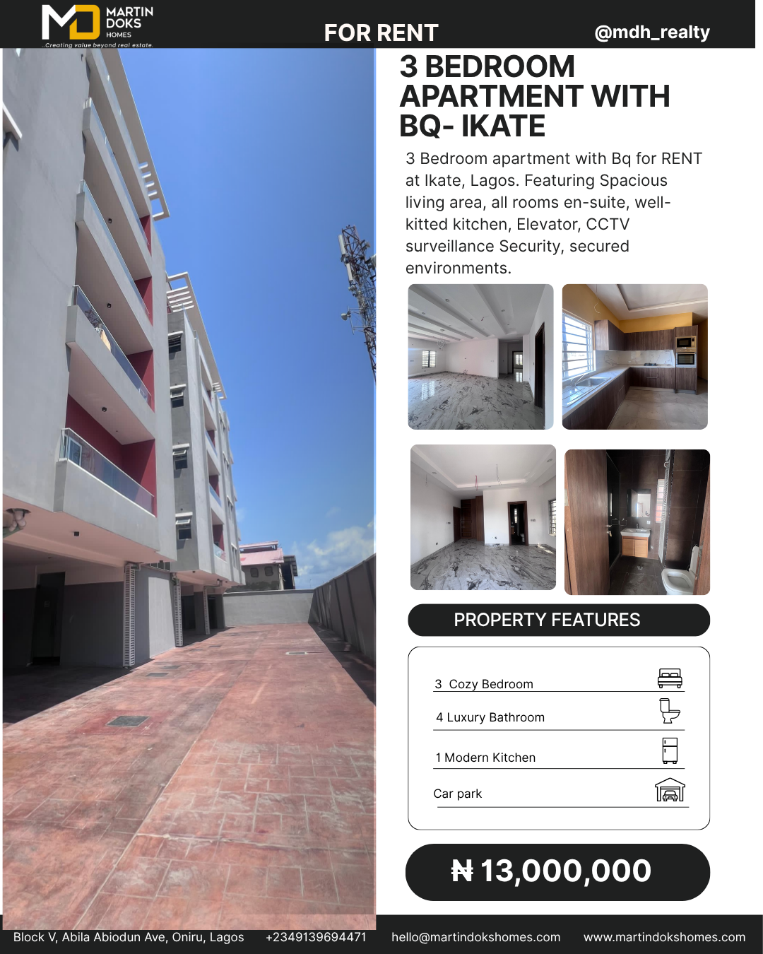 THREE BEDROOM APARTMENT WITH BQ