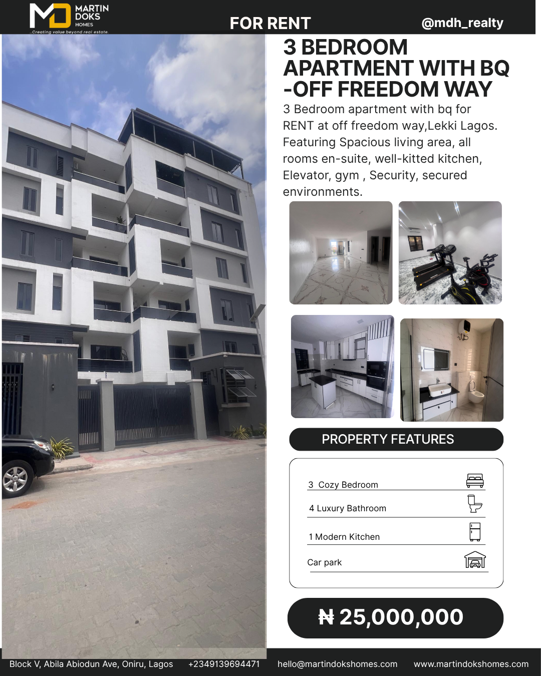 3 BEDROOM APARTMENT WITH BQ