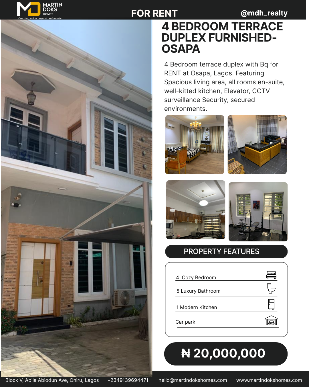 4 BEDROOM TERRACE DUPLEX (FURNISHED)