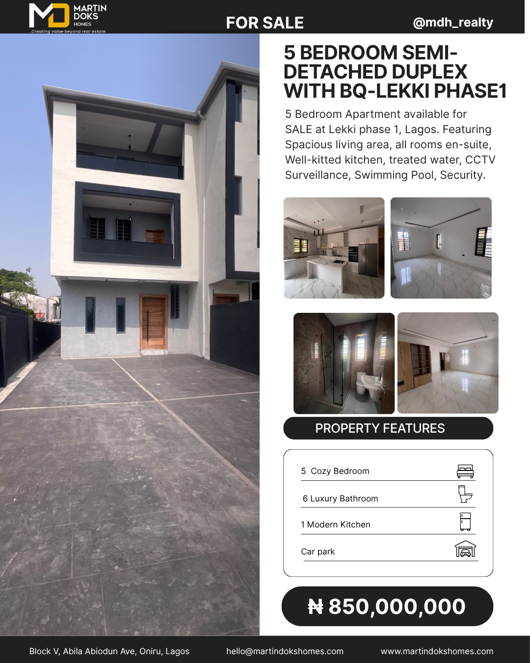 5 BEDROOM SEMI-DETACHED DUPLEX WITH BQ